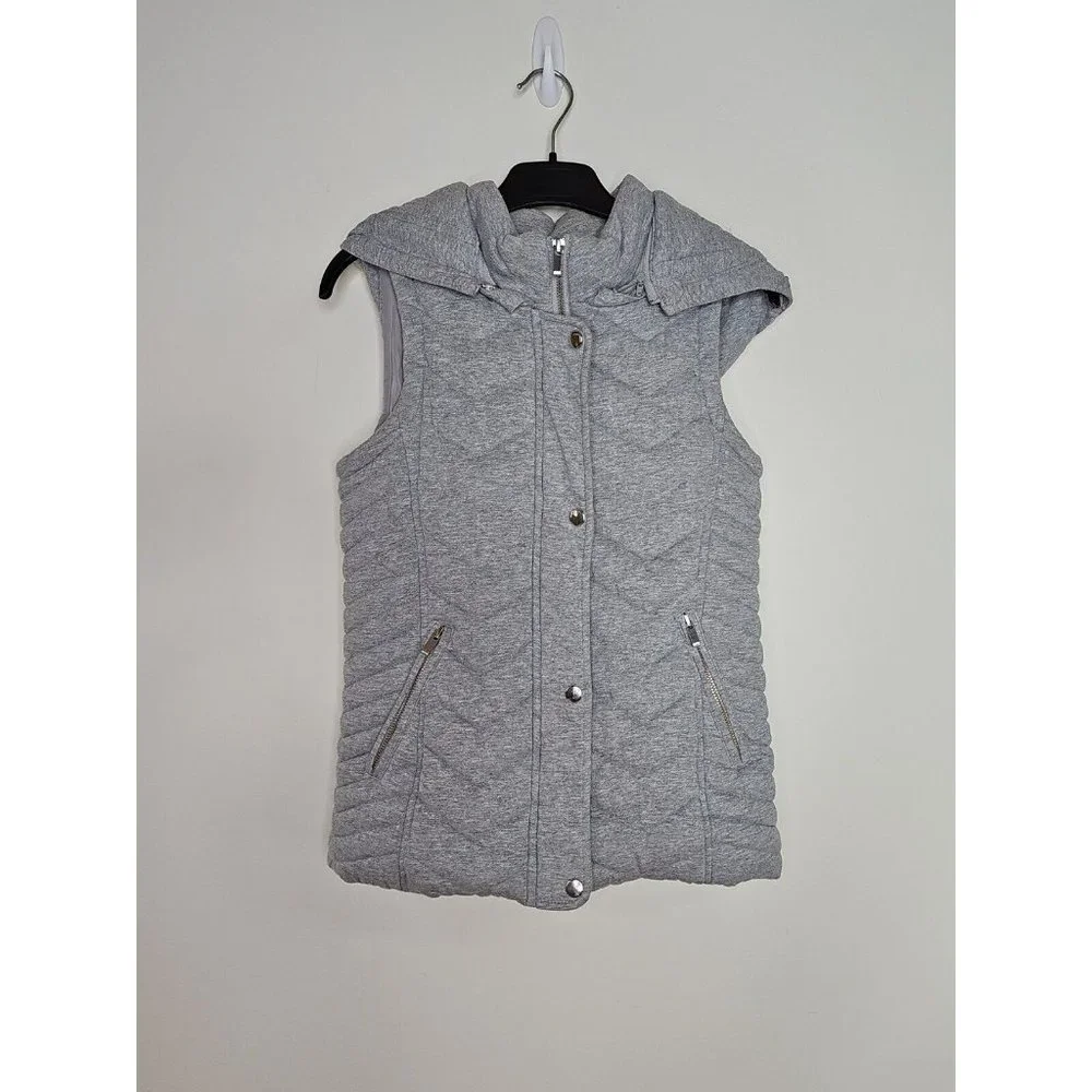 SEED HERITAGE quilted vest women's size 6 removeable hood grey padded puffer - Picture 3 of 11